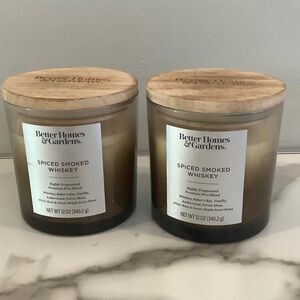 2 Better Homes And Gardens Spiced Smoked Whiskey Candle Set - Brown and Cream